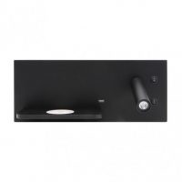 Aplique 2+8w 4000k Velazquez Dcho Negro Usb+qi 130lm Doble Encendido 14x35x14 Cm