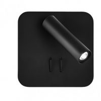 Aplique 2+6w 4000k Manet Cuadrado Negro 130lm Doble Encendido 14x14x12 Cm