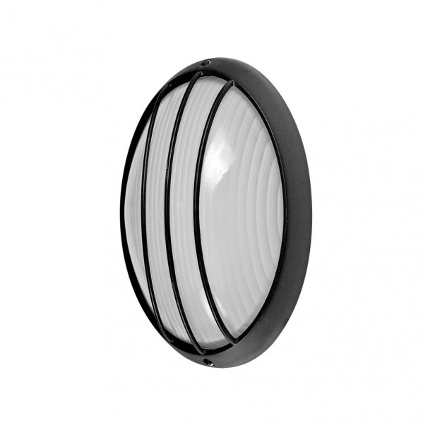 Aplique Ext.oval Aluminio Aquila Peq.1xe27 Negro 10,5x22x14 Cm Ip44