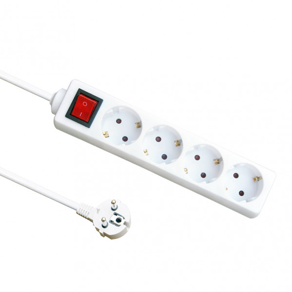 Base Multiple 4 Enchufes E Interruptor Cable 3m 3gx1,5mm De Cobre 3500w Max