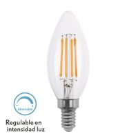 Bombilla Filamento Vela Clara 4w Regulable E14 10x3,5d 400lm 2700k