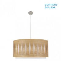 Colgante Alexandra 3xe27 Niquel/Madera Clara Regx60x60 cm