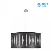 Colgante Alexandra 3xe27 Cromo/Madera Negra Regx60x60 cm