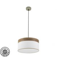 Colgante Cloe 1xe27 Cuero/blanca-madera Oscura Regx40x40 cm