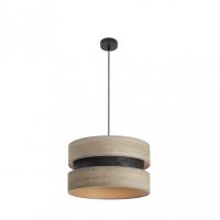 Colgante Colet 1xe27 Negro/madera Gris Regx40x40 Cm