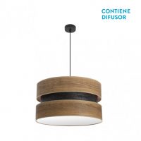 Colgante Colet 2xe27 Negro/madera Oscura Regx50x50 Cm