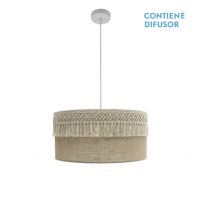 Colgante Ekaterina 2xe27 Blanco/saco Regx50x50 Cm Con Pasamaneria