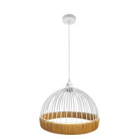 Colgante Gaston 1xe27 Blanco/natural Regx30x30cm C/metal Y Rattan