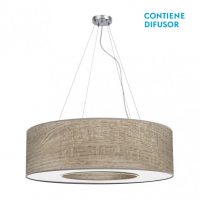 Colgante Grande Haiti 4xe27 Cromo/Madera Gris Regx80x80 Cm