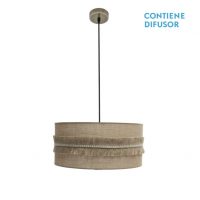 Colgante Kala 2xe27 Cuero/saco Regx50x50 Cm Con Flecos