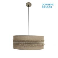 Colgante Kala 3xe27 Cuero/saco Regx60x60 Cm Con Flecos