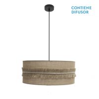 Colgante Kala 3xe27 Negro/saco Regx60x60 Cm Con Flecos