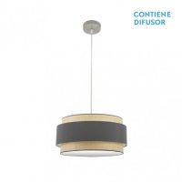 Colgante Kandy 2xe27 Natural/gris Regx50x50 Cm