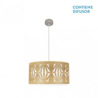 Colgante Katerina 2xe27 Niquel/Madera Clara Regx50x50 cm