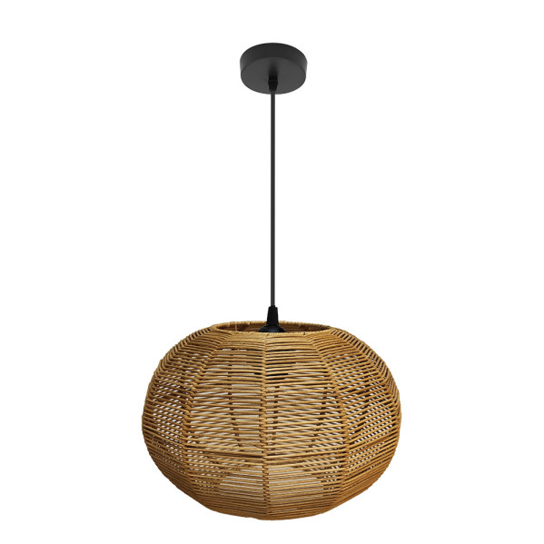 Colgante Kepa 1xe27 Negro/natural Regx30x30cm Rattan