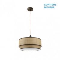 Colgante Roque 2xe27 Natural/marron Regx50x50 Cm