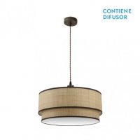 Colgante Roque 3xe27 Natural/marron Regx60x60 Cm