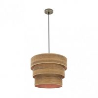 Colgante Triple Smile 1xe27 Cuero/madera Oscura Regx40x40 Cm