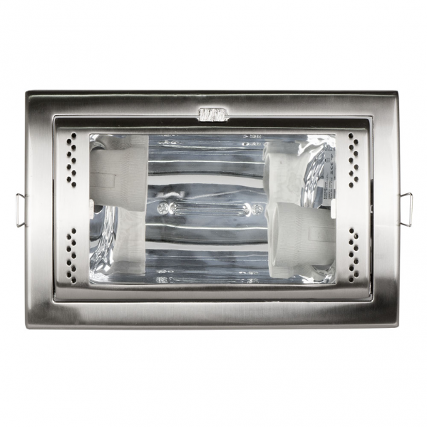 Downlight Rectangular Empotrar 2xe27 Niquel 10x21,5x14,5 Cm Corte 21,5x13,5cm