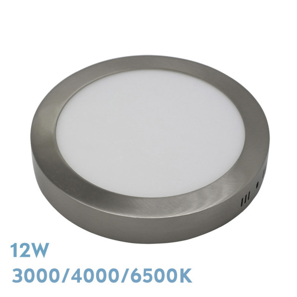 Downlight Superf.diorita 12w 3000k-4000k-6500k Niquel 1080lm 3,5x17x17 Cm