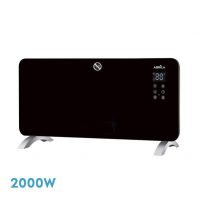 Emisor Termico Cristal Gaban 2000w Negro Control Wifi 2potencias Temporiz.mural/portat.38x92x6,68 Cm