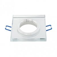 Empotrable Cristal Solna 1xgu10 Cuadrado Grosor 1cm  Transparente C/portalampara 1x9x9 Cm Corte 6 Cm