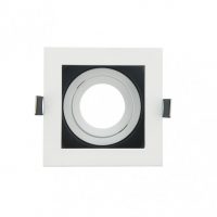 Empotrable Orient.batu 1xgu10 Cuadrado Blanco/negro 3,5x10x10 Cm Corte 9x9cm c/portalampara