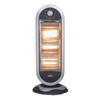 Estufa Elect.candente 1200w  Negro/plata 3potencias Oscilante 3elememtos Asa Y Antivuelco 70x30x30cm