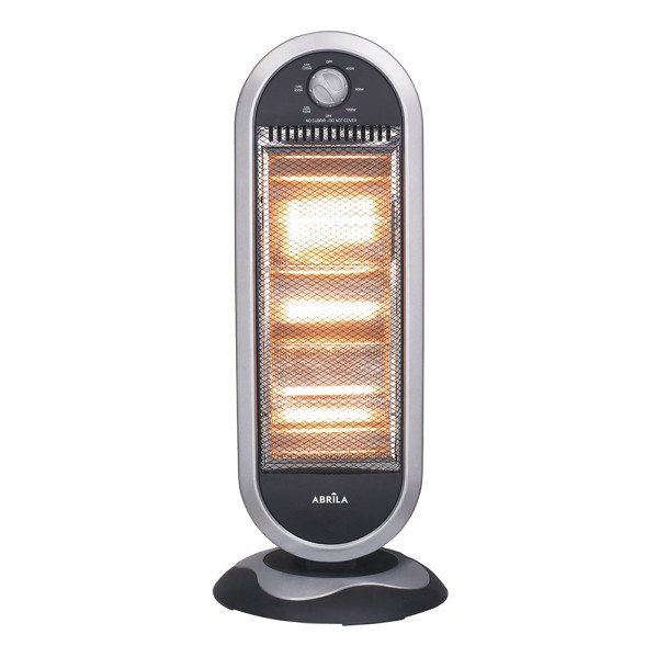 Estufa Elect.candente 1200w  Negro/plata 3potencias Oscilante 3elememtos Asa Y Antivuelco 70x30x30cm