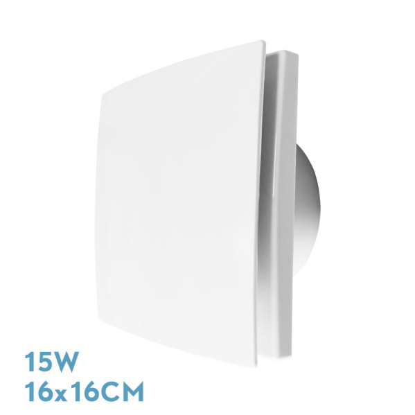 Extractor Baño Lille Blanco 15w 16x16x9,5cm Cuadrado Para Tubos 10cm