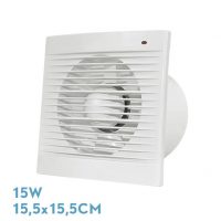 Extractor Baño Trani Blanco 15w 15,5x15,5x8,2cm Cuadrado Para Tubos 10cm