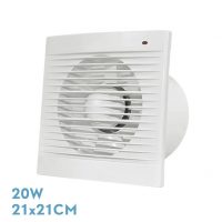 Extractor Baño Trani Blanco 20w 21x21x8,3cm Cuadrado Para Tubos 15cm