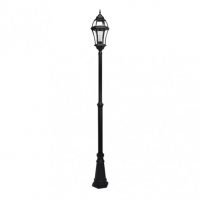 Farola Exterior Aluminio Becrux 1xe27 Negro Ip44 234x25x25 Cm Regulable En Altura