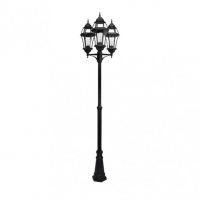 Farola Exterior Aluminio Becrux 3xe27 Negro Ip44 234x60x60 Cm Regulable En Altura Ip44