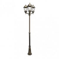 Farola Exterior Aluminio Regulus 3xe27 Neg/oro    230x60x60 Cm Regulable En Altura  Ip44