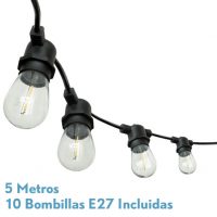 Guirnalda Luces Exterior Verbena 5m 10xe27led 10w 4000k Bombillas Reemplazables E Interconectable Ip44