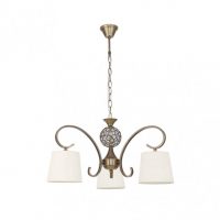 Lampara Bogota 3xe14 Cuero Pantalla Beis  Regx57x57 Cm