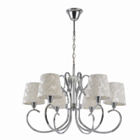 Lampara Cancun 6xe14 Cromo Pantalla Blanca 98x62x62 Cm