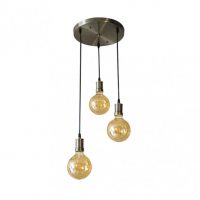 Lampara Celso 3xe27 Cuero/ambar Bombillas  Incluidas 24w 2700k 2250lm Regx36x36 Cm