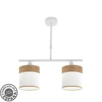 Lampara Cloe 2xe14 Blanca/blanca-madera Clara Regx43x14 cm