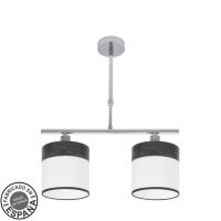 Lampara Cloe 2xe14 Cromo/blanca-madera Negra Regx43x14 cm