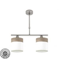 Lampara Cloe 2xe14 Niquel/blanca-madera Gris Regx43x14 cm