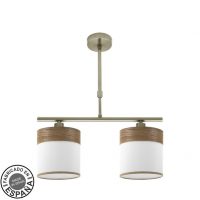 Lampara Cloe 2xe14 Cuero/blanca-madera Oscura Regx43x14 cm