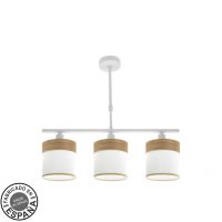 Lampara Cloe 3xe14 Blanca/blanca-madera Clara Regx55x14 cm