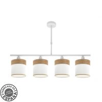 Lampara Cloe 4xe14 Blanca/blanca-madera Clara Regx75x14 cm