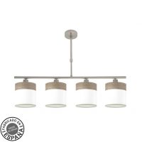Lampara Cloe 4xe14 Niquel/blanca-madera Gris Regx75x14 cm