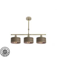 Lampara Gilda 3xe14 Cuero/madera Oscura Regx55x14 Cm
