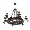 Lampara Rustico Rueda 6xe27 Marron REGx70x70 Cm