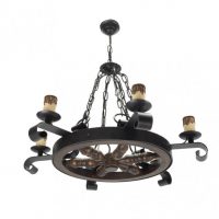 Lampara Rustico Rueda 6xe27 Marron REGx70x70 Cm