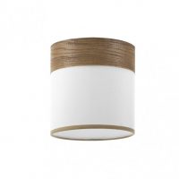 Pantalla Lampara Cloe E14 Blanca/madera-oscura 14dx14dx14h